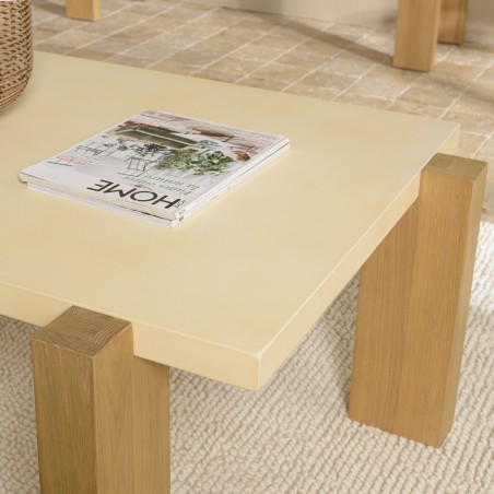 Table basse GREGOIRE rect. 149x84cm chêne plateau béton