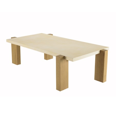 Table basse GREGOIRE rect. 149x84cm chêne plateau béton