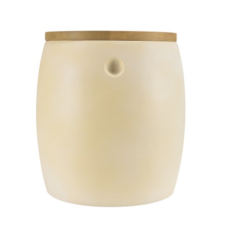 Tabouret GREGOIRE en béton beige et chêne naturel