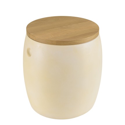 Tabouret GREGOIRE en béton beige et chêne naturel