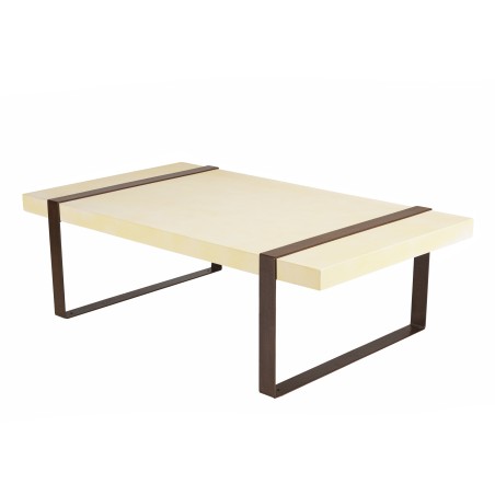 GREGOIRE Rectangular Coffee Table 135x76cm - Rust-Coloured Steel Legs