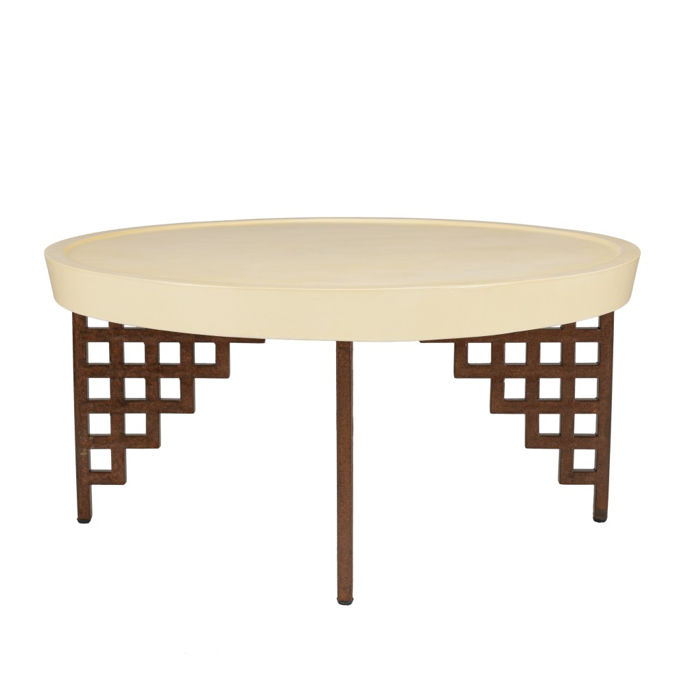 GREGOIRE Coffee Table 82x82cm - Rust-Coloured Steel Legs & Concrete Top GREGOIRE Coffee Table 82x82cm - Rust-Coloured Steel Legs & Concrete Top