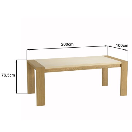 GREGOIRE Rectangular Dining Table in Oak 200x100cm with Concrete Top