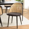 Lot de 2 chaises LEA - Assise tissu noir - Dossier arrondi