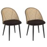 LEA Set of 2 Chairs - Black Fabric Seat and Cane-Effect Backrest