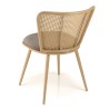 Lot 2 chaises LEA assise tissu taupe large dossier effet cannage