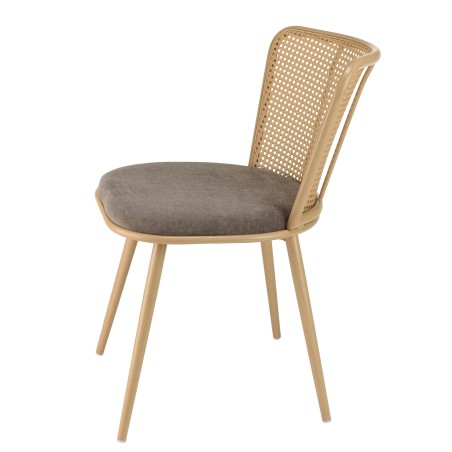 LEA Set of 2 Chairs with Taupe Fabric Seat and Wide Cane-Effect Backrest