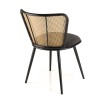 Lot de 2 chaises LEA - Assise tissu noir - Effet cannage