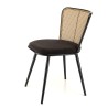 Lot de 2 chaises LEA - Assise tissu noir - Effet cannage