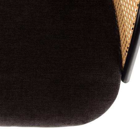 LEA - Set of 2 Armchairs with Black Fabric and Cane Effect Backrest