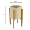 GREGOIRE Beige Concrete Flower Pot on Oak Legs H55cm