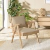 Fauteuil WALLY en Mindi - Assise en tissu beige