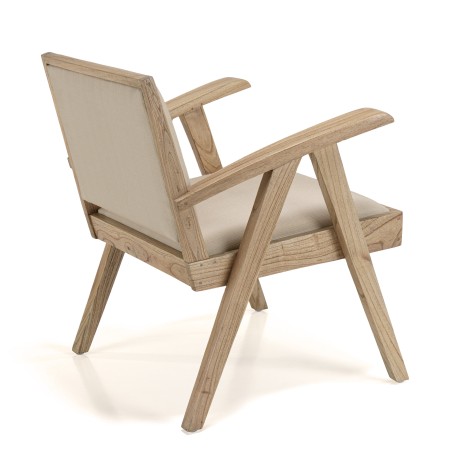 Fauteuil DAK en Mindi - Assise en tissu beige
