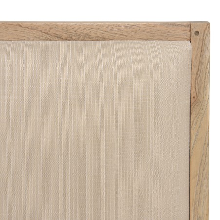 DAK Armchair in Mindi Wood with Beige Textured Fabric Seat