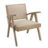 WALLY Armchair in Mindi Wood with Beige Textured Fabric Seat