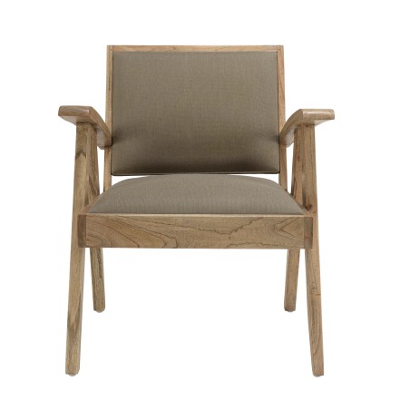 DAK - Mindi Wood Armchair with Khaki Fabric Seat