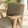 Fauteuil WALLY en Mindi et tissu kaki chiné