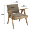 Fauteuil WALLY en Mindi et tissu kaki chiné