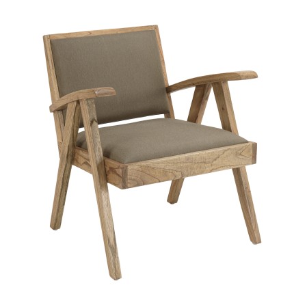 DAK - Mindi Wood Armchair with Khaki Fabric Seat