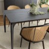 MAXENCE Rectangular Dining Table 220x100cm Black with Oak Legs