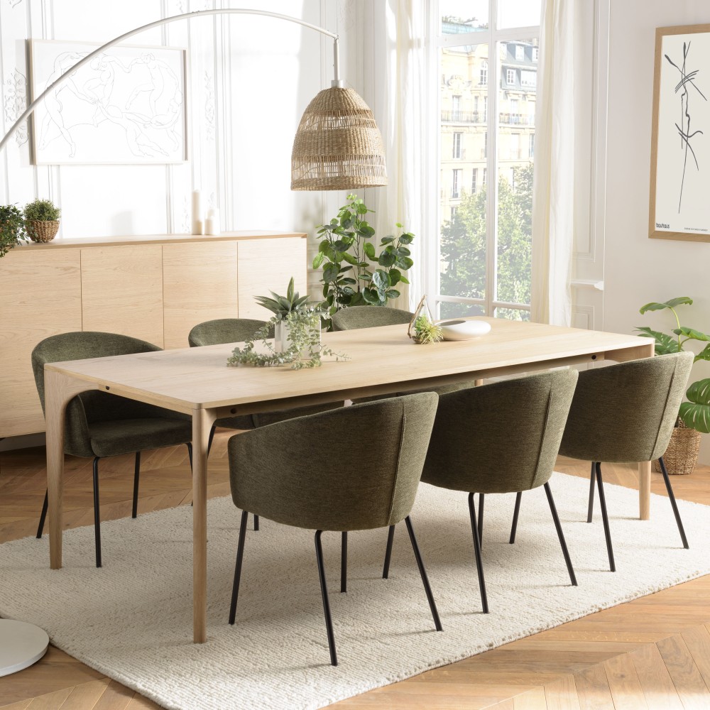 MAXENCE Rectangular Dining Table 220x100cm Natural with Solid Oak Legs MAXENCE Rectangular Dining Table 220x100cm Natural with Solid Oak Legs