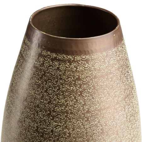Vase alu HONORE 40cmx70cm vert vieilli motifs arabesques