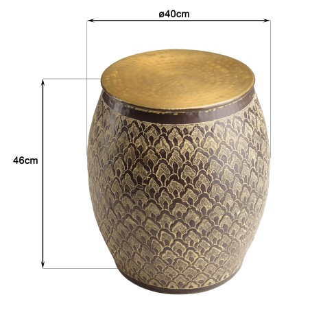 HONORE Aluminium Side Table L40cm H45cm Antique Brown with Gold Patterns