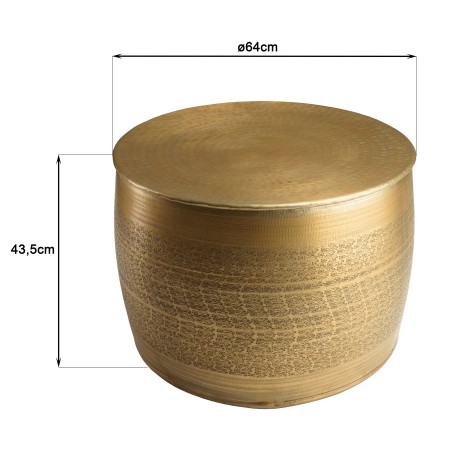 Table basse alu HONORE 60x60cm laiton motifs arabesques