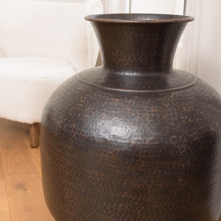 Vase HONORE en aluminium cuivre noir antique martelé