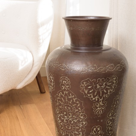 Vase HONORE en aluminium cuivre foncé patine antique