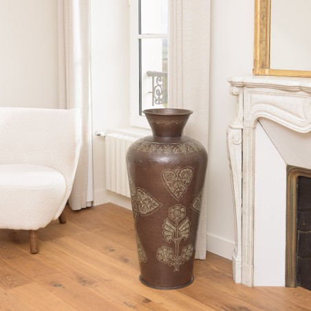 HONORE Aluminium Vase L40cm H85cm Dark Copper