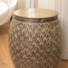 HONORE Aluminium Side Table L40cm H45cm Antique Brown with Gold Patterns