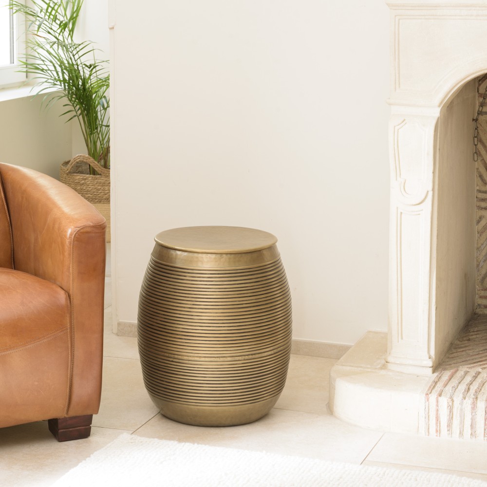 HONORE Aluminium Side Table L40cm H45cm Dark Brass Color HONORE Aluminium Side Table L40cm H45cm Dark Brass Color