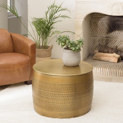 Table basse alu HONORE 60x60cm laiton motifs arabesques