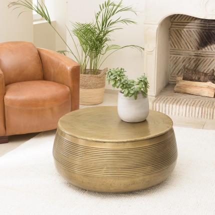 HONORE Round Aluminium Coffee Table 70 x 70 cm - Dark Brass Color
