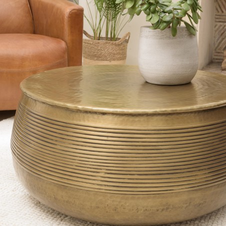 Table basse ronde alu 70x70cm laiton foncé