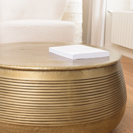 Table basse ronde alu 70x70cm laiton foncé