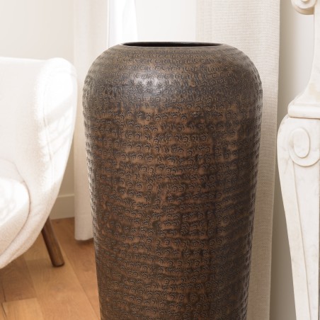 HONORE Aluminium Vase L30cm H85cm Antique Black Copper Color