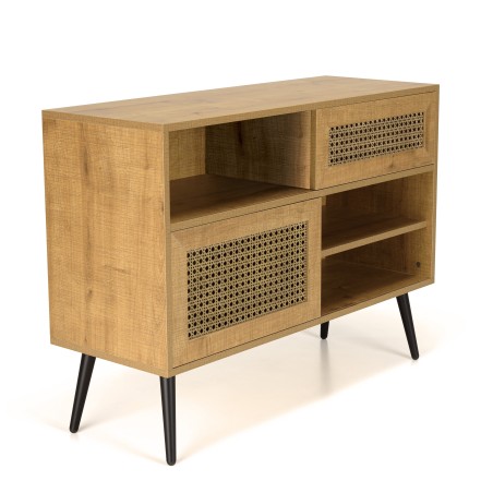 CHARLIE Low Brown Sideboard with 3 Compartments and 2 Doors