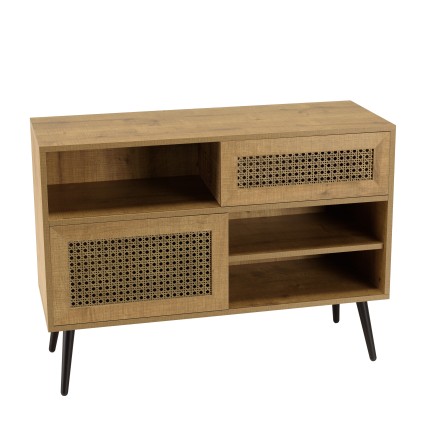 CHARLIE Low Brown Sideboard with 3 Compartments and 2 Doors