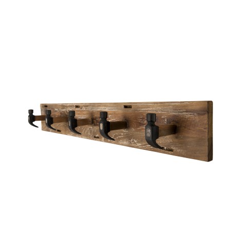 Portemanteau mural SIXTINE marron teck recyclé et métal