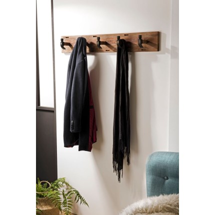 Portemanteau mural SIXTINE marron teck recyclé et métal