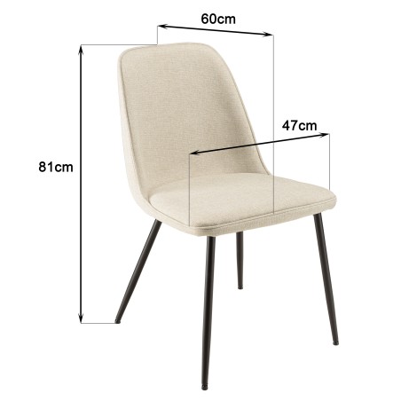TOM - Set of 2 Ecru Fabric Chairs