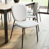 TOM - Set of 2 Ecru Fabric Chairs with Black Steel Legs