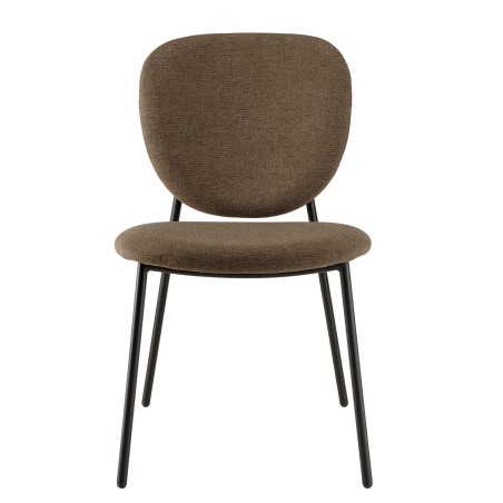 Lot de 2 chaises TOM - Tissu marron - Pieds acier noir