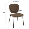 Lot de 2 chaises TOM - Tissu marron - Pieds acier noir