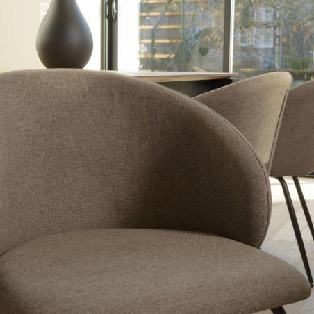 Lot de 2 chaises TOM - Tissu marron et acier noir