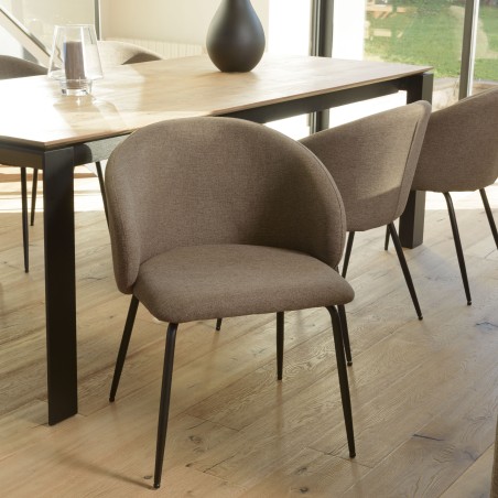 Lot de 2 chaises TOM - Tissu marron et acier noir