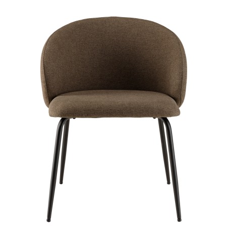 TOM - Set of 2 Brown Fabric Chairs with Black Steel Legs