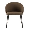 TOM - Set of 2 Brown Fabric Chairs with Black Steel Legs